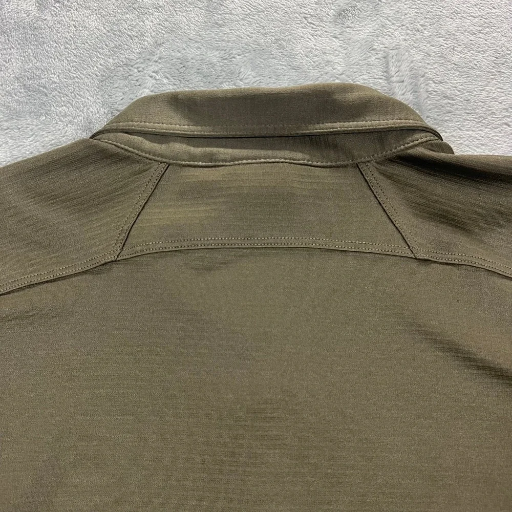 The North Face Henley Shirt Mens XXL Olive Green Fleece Short Sleeve Zip Outdoor
